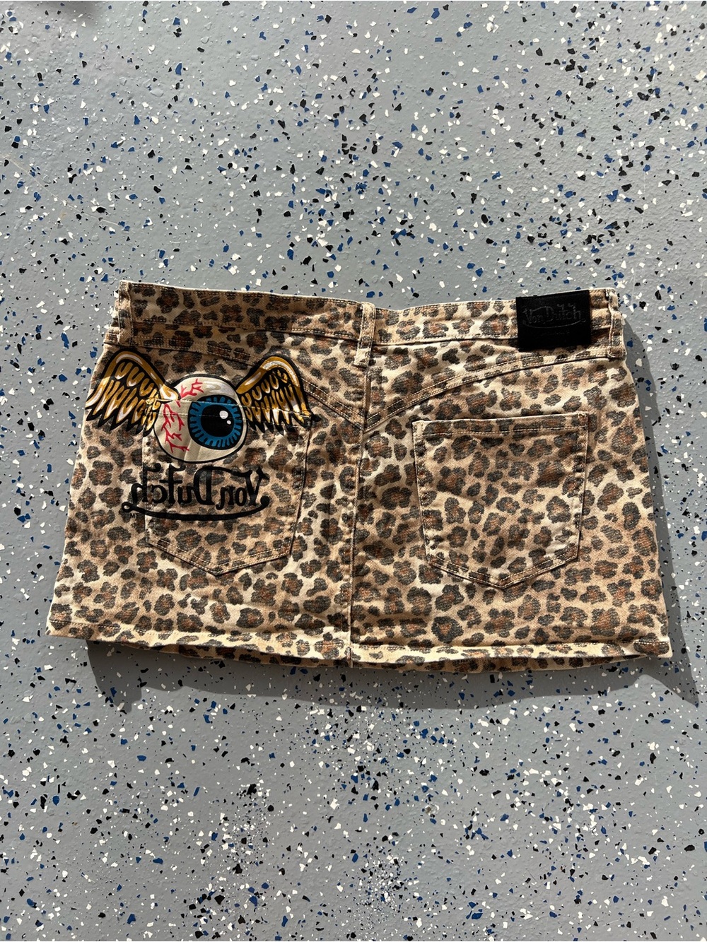 Von Dutch Leopard Print Micro Mini Skirt Brown Size XL - Picture 2 of 14